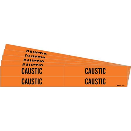 Brady Pipe Marker, Adhesive, Black, Caustic, PK5, 7339-4-PK 7339-4-PK