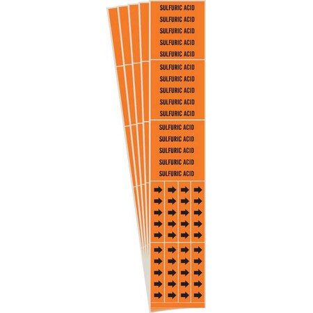 Brady Pipe Marker, Black, Sulfuric Acid, PK5, 7416-3C-PK 7416-3C-PK