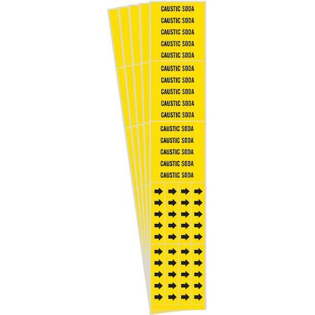 Brady Pipe Marker, Black, Caustic Soda, PK5, 7041-3C-PK 7041-3C-PK