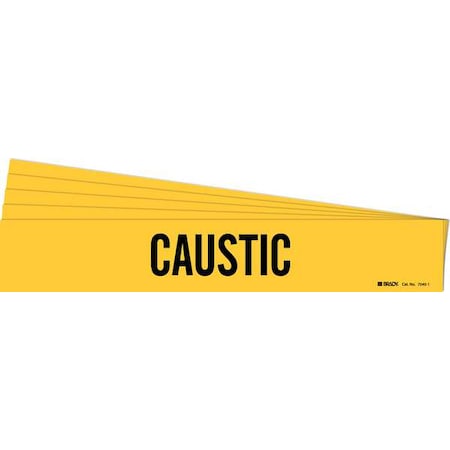 Brady Pipe Marker, Adhesive, Black, Caustic, PK5, 7040-1-PK 7040-1-PK