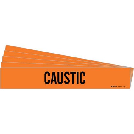 Brady Pipe Marker, Adhesive, Black, Caustic, PK5, 7339-1-PK 7339-1-PK