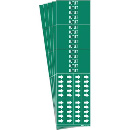 Brady Pipe Marker, Adhesive, White, Outlet, PK5, 7205-3C-PK 7205-3C-PK
