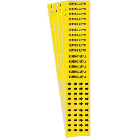 Brady Pipe Marker, Black, Heating Supply, PK5, 7127-3C-PK 7127-3C-PK