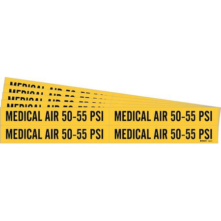 Brady Pipe Marker, Medical Air 50-55 PSI, PK5 86331-PK