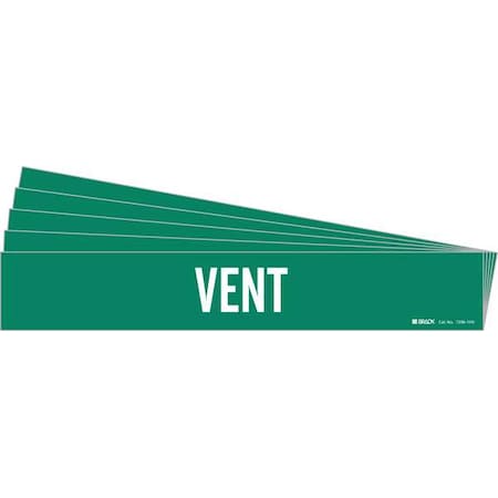 Brady Pipe Marker, Adhesive, White, Vent, PK5, 7296-1HV-PK 7296-1HV-PK