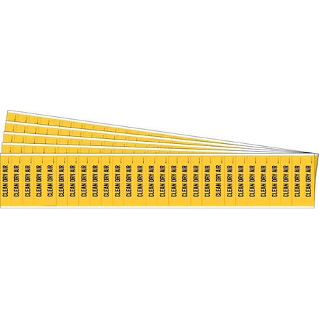 Brady Pipe Marker, Yellow, Clean Dry Air, PK5 91914-PK