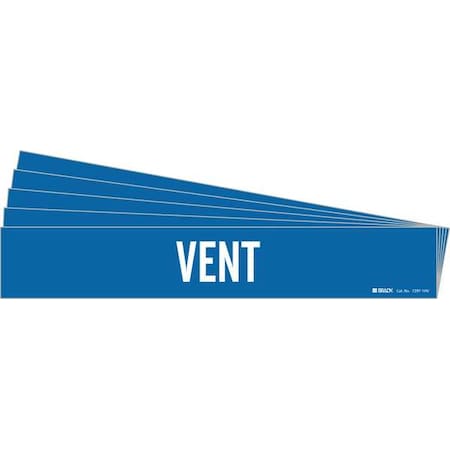 Brady Pipe Marker, Adhesive, White, Vent, PK5, 7297-1HV-PK 7297-1HV-PK