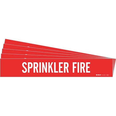 Brady Pipe Marker, White, Sprinkler Fire, PK5, 7268-1-PK 7268-1-PK