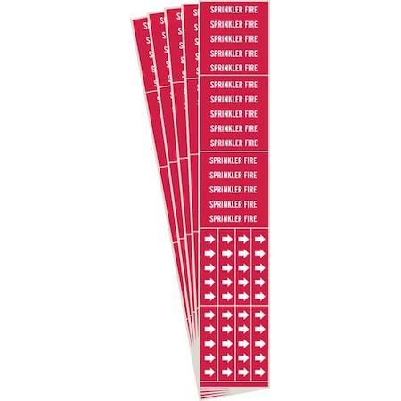 Brady Pipe Marker, White, Sprinkler Fire, PK5, 7268-3C-PK 7268-3C-PK