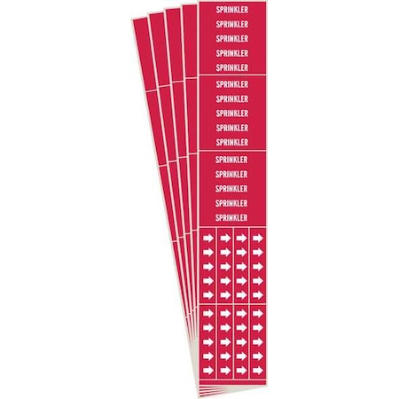 Brady Pipe Marker, Adhesive, White, Sprinkler, PK5, 7267-3C-PK 7267-3C-PK