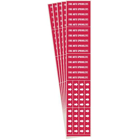 Brady Pipe Marker, Fire Auto Sprinklers, PK5, 7107-3C-PK 7107-3C-PK