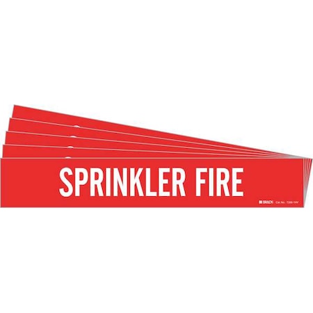 Brady Pipe Marker, White, Sprinkler Fire, PK5, 7268-1HV-PK 7268-1HV-PK
