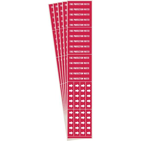 Brady Pipe Marker, Fire Protection Water, PK5, 7110-3C-PK 7110-3C-PK