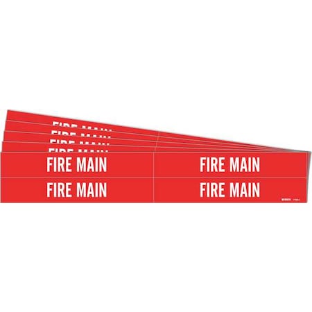 Brady Pipe Marker, Adhesive, White, Fire Main, PK5, 7109-4-PK 7109-4-PK