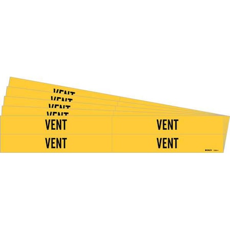 Brady Pipe Marker, Adhesive, Black, Vent, PK5, 7295-4-PK 7295-4-PK