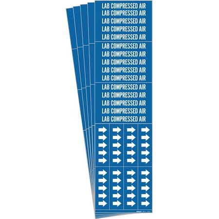 Brady Pipe Marker, White, Lab Compressed Air, PK5, 7170-3C-PK 7170-3C-PK