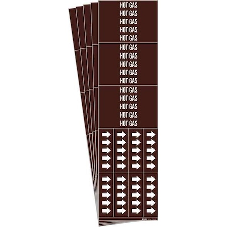 Brady Pipe Marker, Adhesive, White, Hot Gas, PK5, 7373-3C-PK 7373-3C-PK