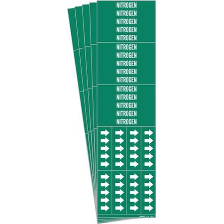 Brady Pipe Marker, Adhesive, White, Nitrogen, PK5, 7198-3C-PK 7198-3C-PK