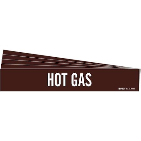 Brady Pipe Marker, Adhesive, White, Hot Gas, PK5, 7373-1-PK 7373-1-PK
