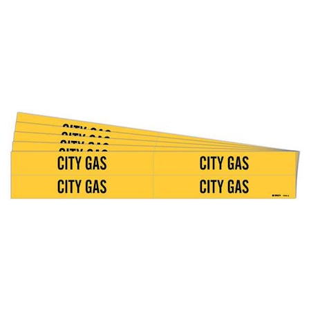 Brady Pipe Marker, Adhesive, Black, City Gas, PK5, 7053-4-PK 7053-4-PK