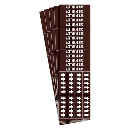 Brady Pipe Marker, White, Acetylene Gas, PK5, 7317-3C-PK 7317-3C-PK