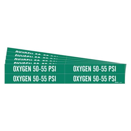 Brady Pipe Marker, White, Oxygen 50-55 PSI, PK5, 86329-PK 86329-PK