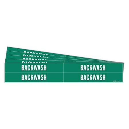 Brady Pipe Marker, Adhesive, White, Backwash, PK5, 7020-4-PK 7020-4-PK