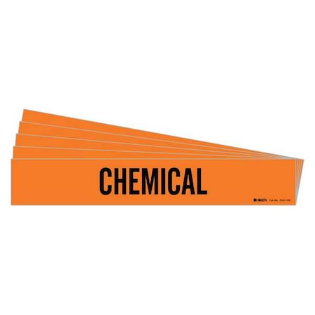 Brady Pipe Marker, Adhesive, Black, Chemical, PK5, 7341-1HV-PK 7341-1HV-PK