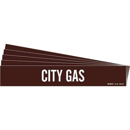 Brady Pipe Marker, Adhesive, White, City Gas, PK5, 7346-1HV-PK 7346-1HV-PK