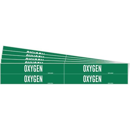 Brady Pipe Marker, Adhesive, White, Oxygen, PK5, 7210-4-PK 7210-4-PK