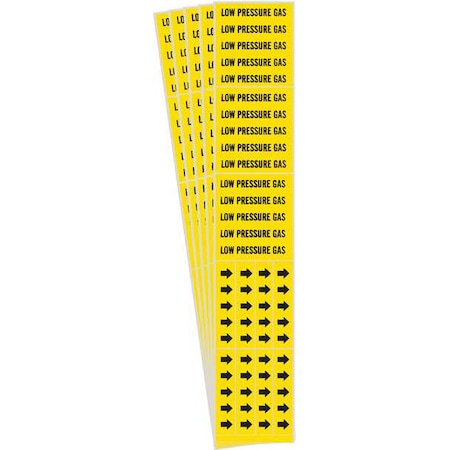 Brady Pipe Marker, Black, Low Pressure Gas, PK5, 7176-3C-PK 7176-3C-PK