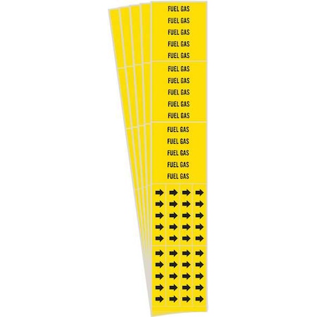 Brady Pipe Marker, Adhesive, Black, Fuel Gas, PK5, 7114-3C-PK 7114-3C-PK