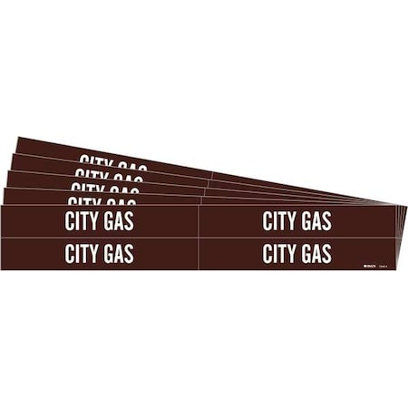 Brady Pipe Marker, Adhesive, White, City Gas, PK5, 7346-4-PK 7346-4-PK