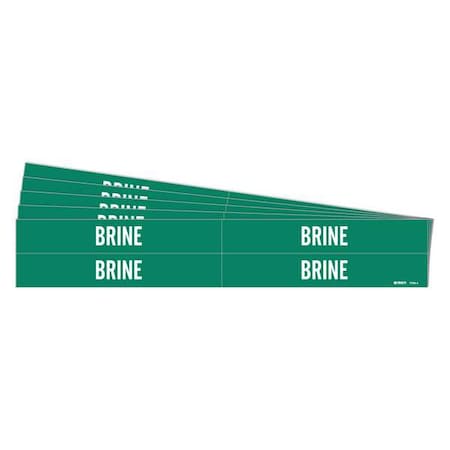 Brady Pipe Marker, Adhesive, White, Brine, PK5, 7036-4-PK 7036-4-PK