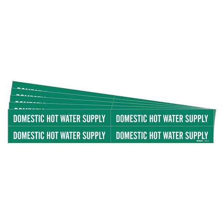 Brady Pipe Marker, Domestic Hot Water Sup., PK5 7352-4-PK