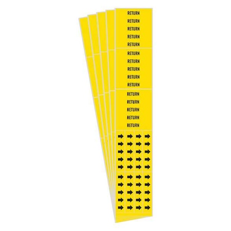 Brady Pipe Marker, Adhesive, Black, Return, PK5, 7244-3C-PK 7244-3C-PK