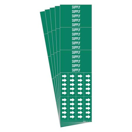 Brady Pipe Marker, Adhesive, White, Supply, PK5, 7282-3C-PK 7282-3C-PK