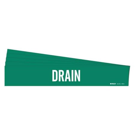 Brady Pipe Marker, Adhesive, White, Drain, PK5, 7090-1-PK 7090-1-PK