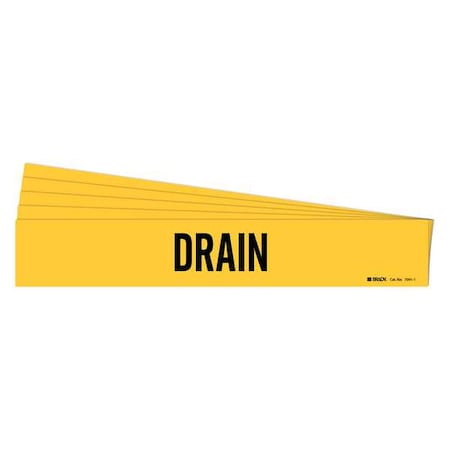 Brady Pipe Marker, Adhesive, Black, Drain, PK5, 7091-1-PK 7091-1-PK