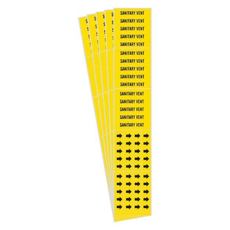 Brady Pipe Marker, Black, Sanitary Vent, PK5, 7252-3C-PK 7252-3C-PK