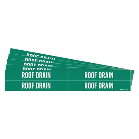 Brady Pipe Marker, White, Roof Drain, PK5, 7247-4-PK 7247-4-PK