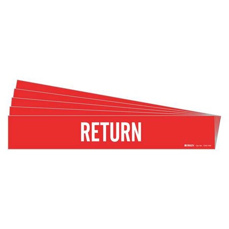 Brady Pipe Marker, Adhesive, White, Return, PK5, 7243-1HV-PK 7243-1HV-PK