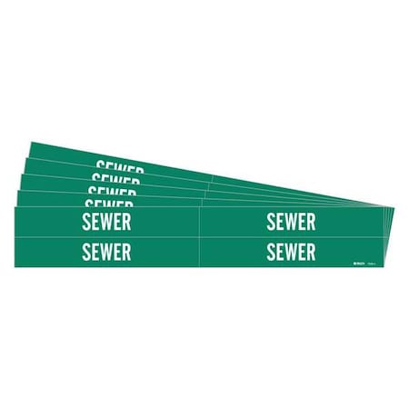 Brady Pipe Marker, Adhesive, White, Sewer, PK5, 7259-4-PK 7259-4-PK