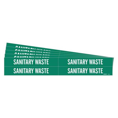 Brady Pipe Marker, White, Sanitary Waste, PK5, 7406-4-PK 7406-4-PK