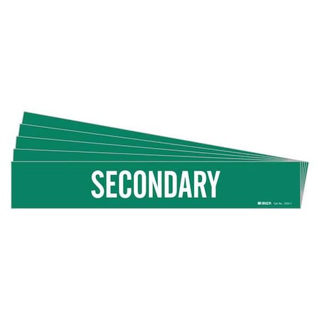 Brady Pipe Marker, Adhesive, White, Secondary, PK5, 7255-1-PK 7255-1-PK