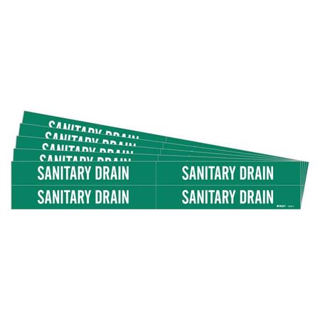 Brady Pipe Marker, White, Sanitary Drain, PK5, 7249-4-PK 7249-4-PK