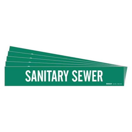 Brady Pipe Marker, White, Sanitary Sewer, PK5, 7250-1HV-PK 7250-1HV-PK