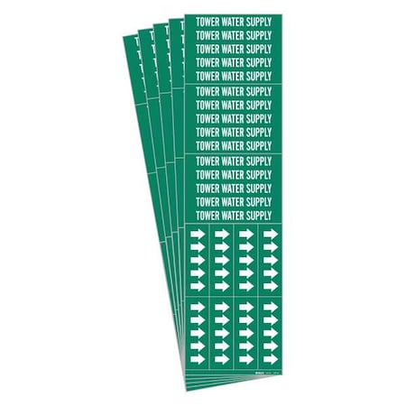 Brady Pipe Marker, White, Tower Water Supply, PK5 7287-3C-PK