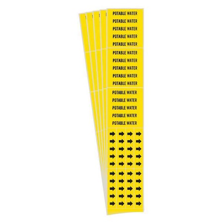 Brady Pipe Marker, Black, Potable Water, PK5 7218-3C-PK