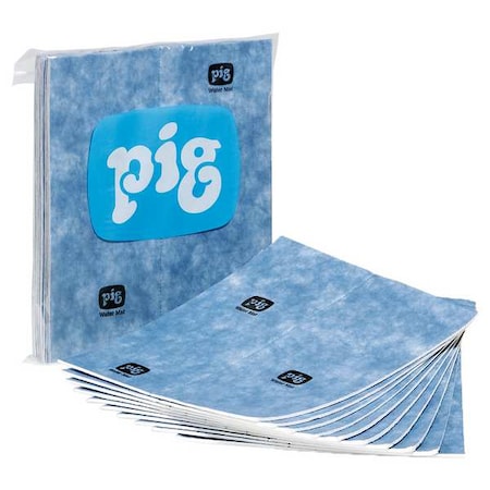 Pig Sorbent Pad, 22 gal, 15 in x 19 in, Water, Blue, Polypropylene WTR021